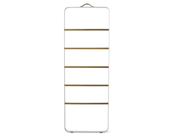 White Norm Towel Ladder with five brown rungs, rounded frame corners and a brown hanging loop
