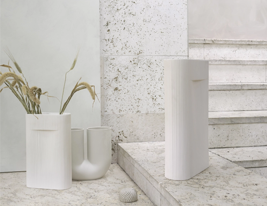 Off White Ridge Vase